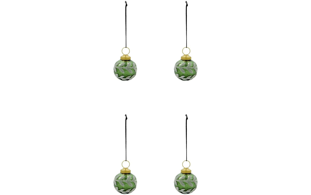 House Doctor Weihnachtskugel Vellu 4er Set, D: 6 cm, Green