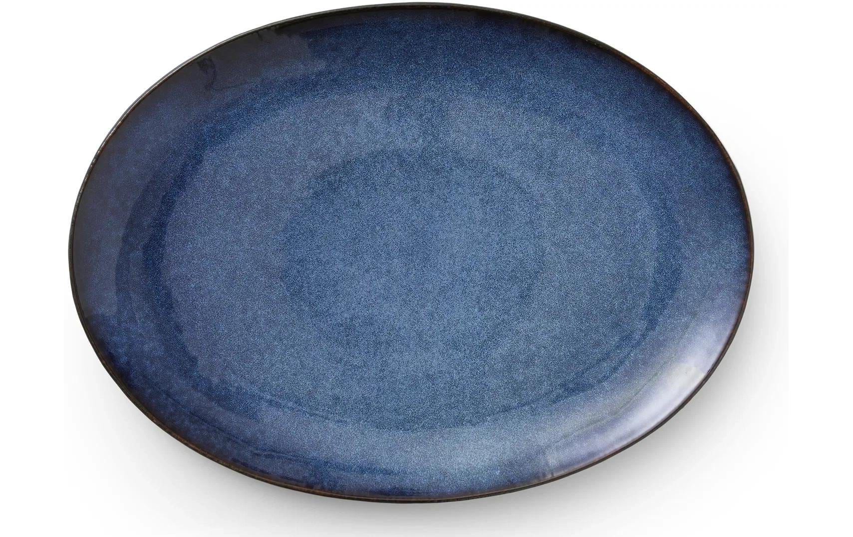 Bitz Schale 45x35 cm, Schwarz-Blau 1 Stück, Oval, Steingut