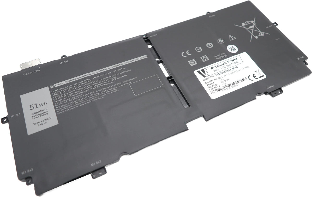 Vistaport Notebook Batteries für Dell 51Wh, 7.6V, 6375mAh
