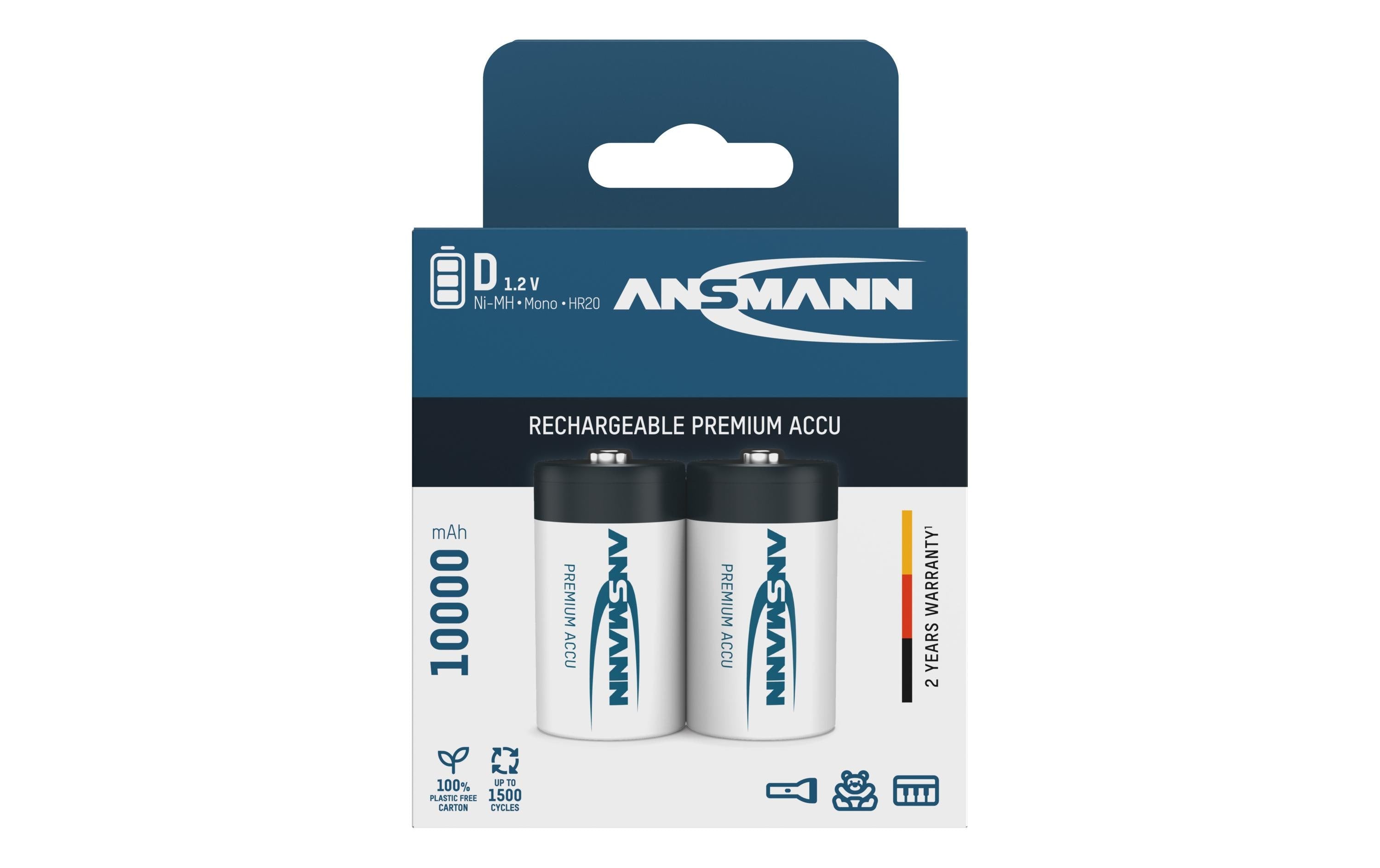 Ansmann Akku D NIMH Typ 10000 2er min. 9300 mAh, 1.2V, 2er