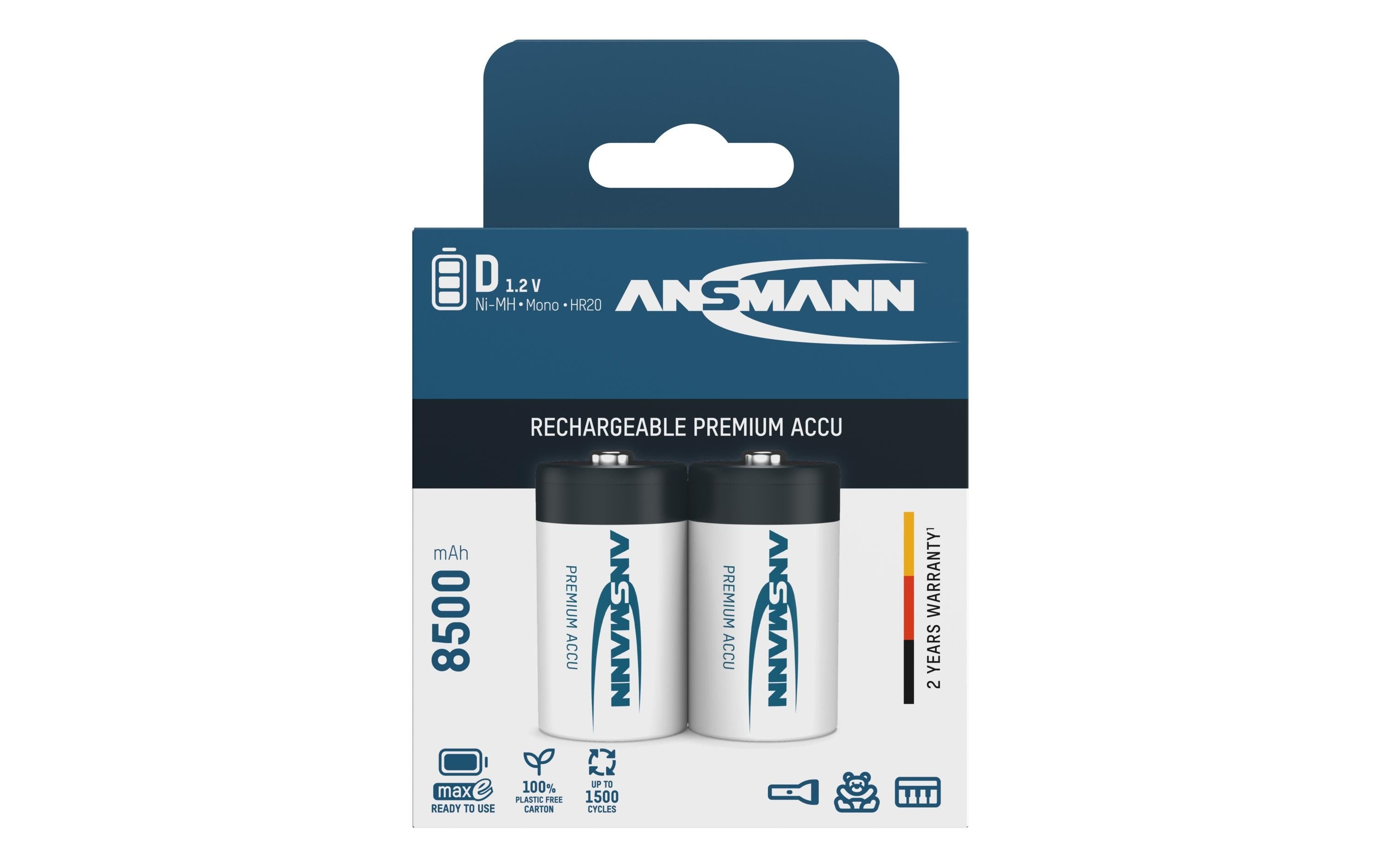 Ansmann Akku D NIMH 8500 2er 8500 mAh, 1.2V, maxE Technologie, 2er