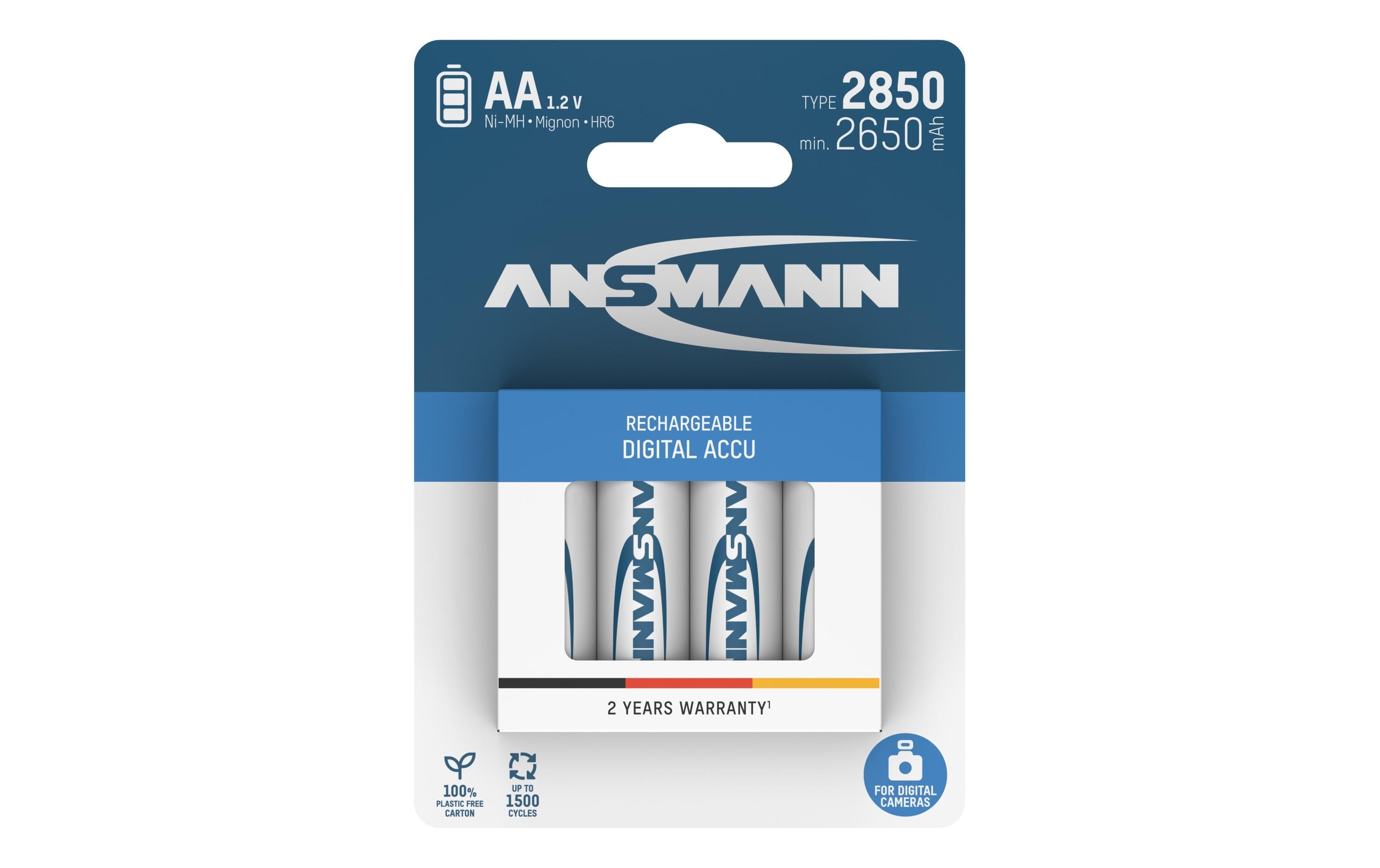 Ansmann Akku AA NIMH 2850 Digi 4er min. 2650 mAh, 1.2V, 4er