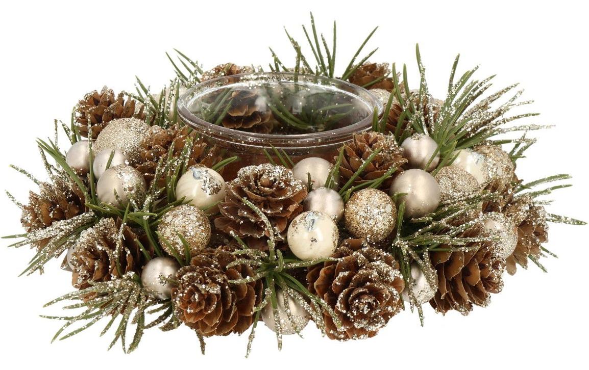 G.Wurm Windlicht Weihnachtskranz Grösse: (B/H/T) 16x5x16cm