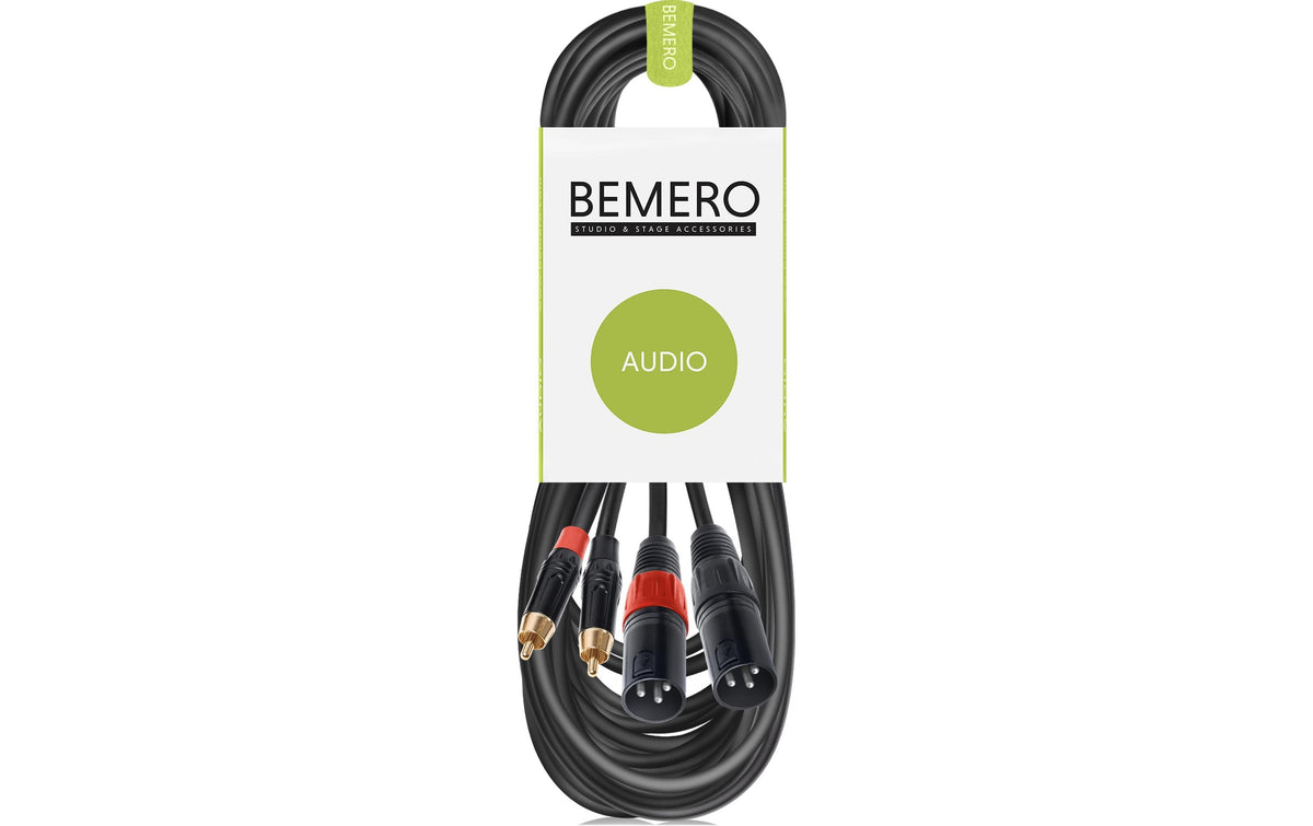 Bemero BAC2545-1000BK 2x XLRm - 2x RCAm 10m Audio-Verbindungskabel, schwarz, M-Serie