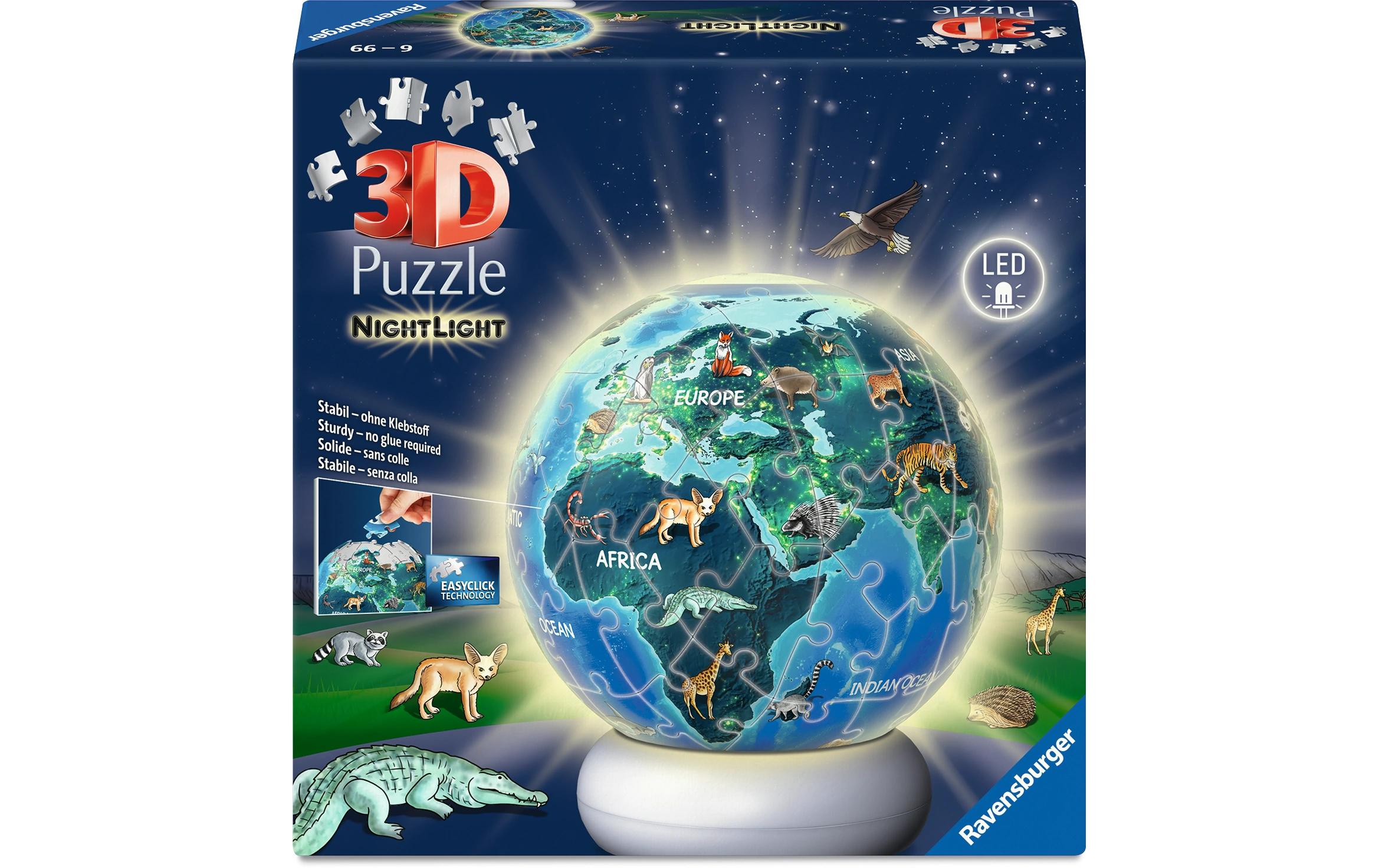 PuzzleBall Nachtlicht Erde mit Tiermotiven