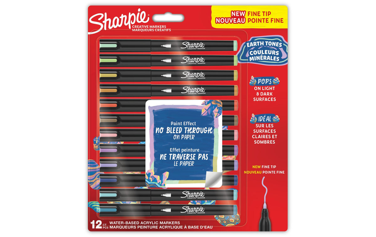 Sharpie Kreativmarker Acryl earth tones, fine tip, 12er