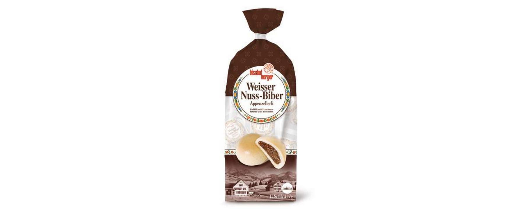 Bischofberger Weisser Nuss-Biber Mini Beutel à 11 x 17 g