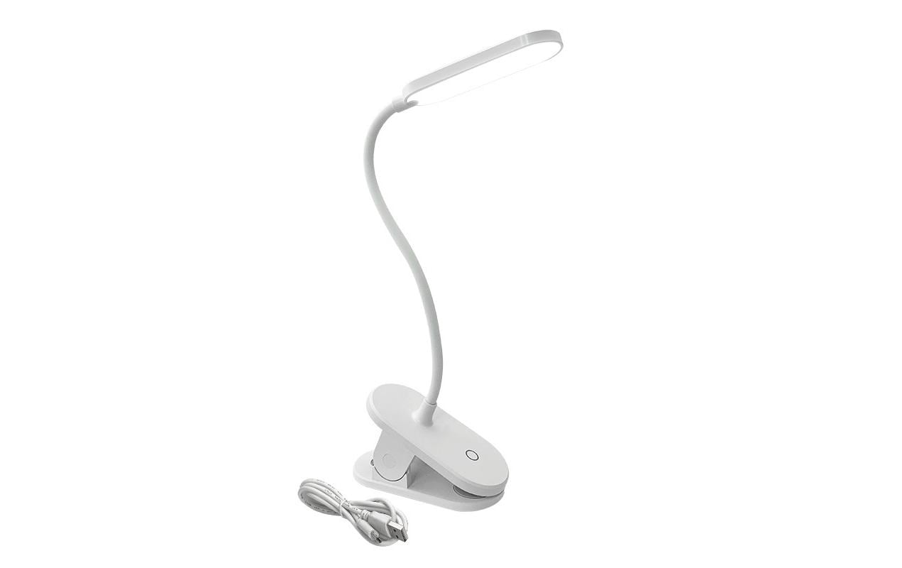 MSCH Akku-Tisch Clipleuchte USB-C 5V, 2.5W, 160lm, 4000K, 3 Step dimming, ws