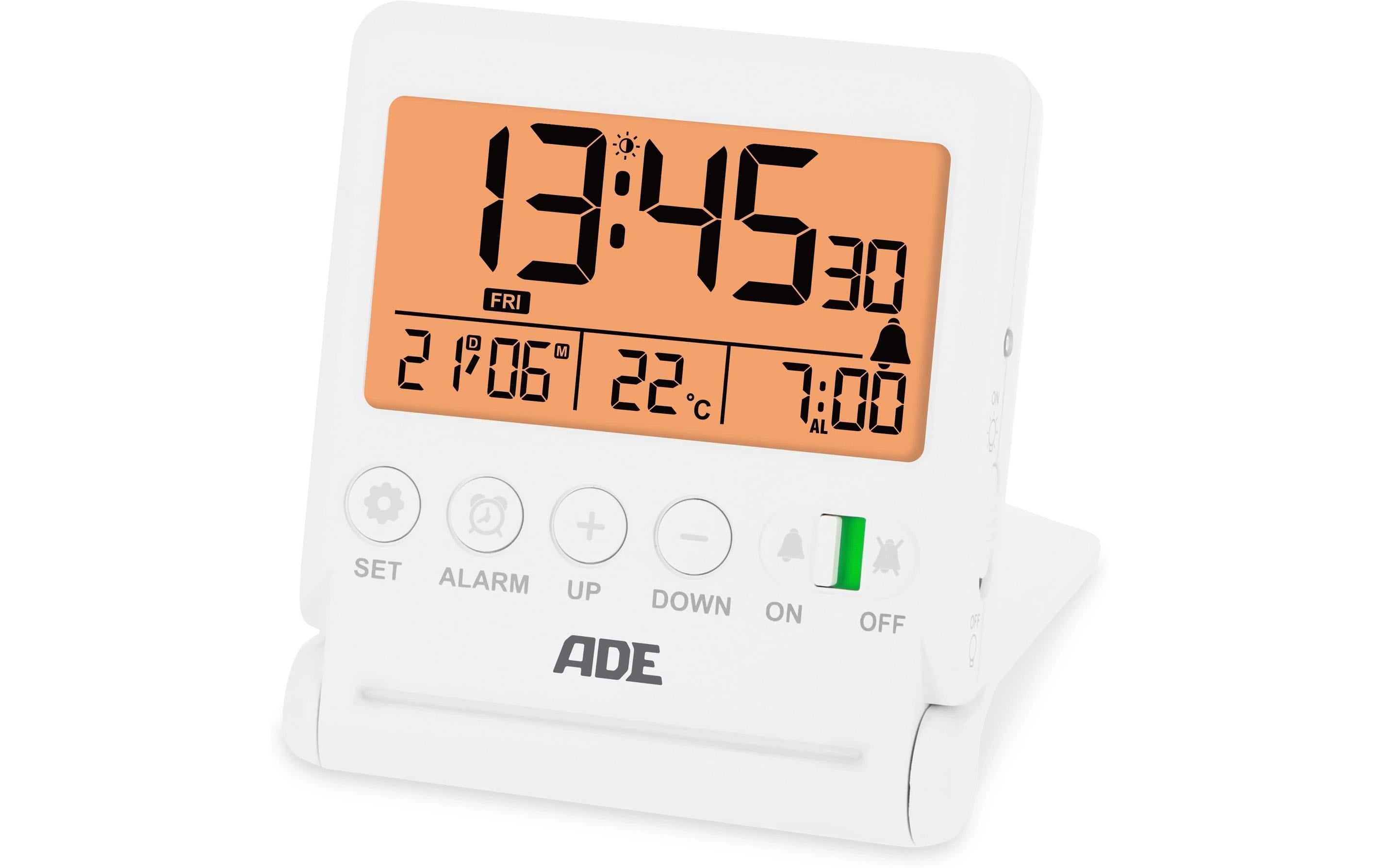 ADE Reisewecker digital weiss