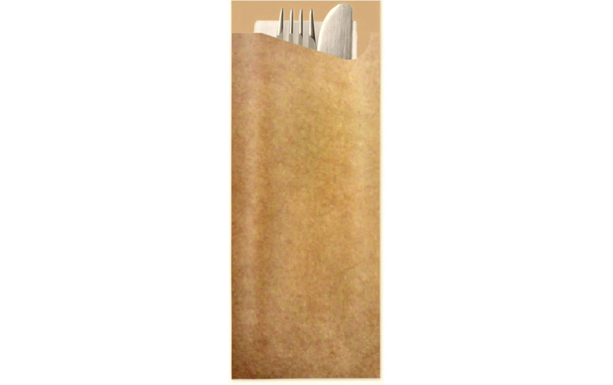 Pochetta Besteckset 100 Stk., Braun Papierbesteck, 2-lalgiger Serviette 33x33cm