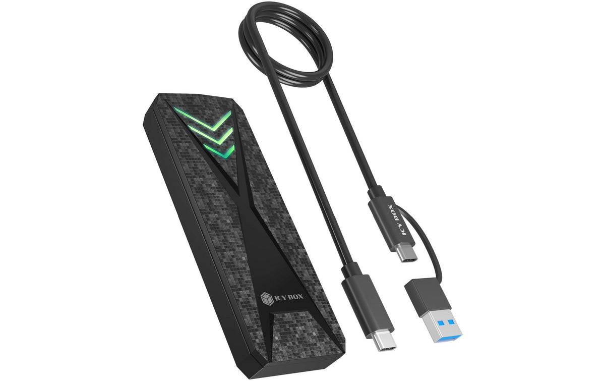 ICY BOX ext. M.2 NVMe Gehäuse Schwarz, USB 3.2 Type-C, M.2 NVMe SSD, RGB