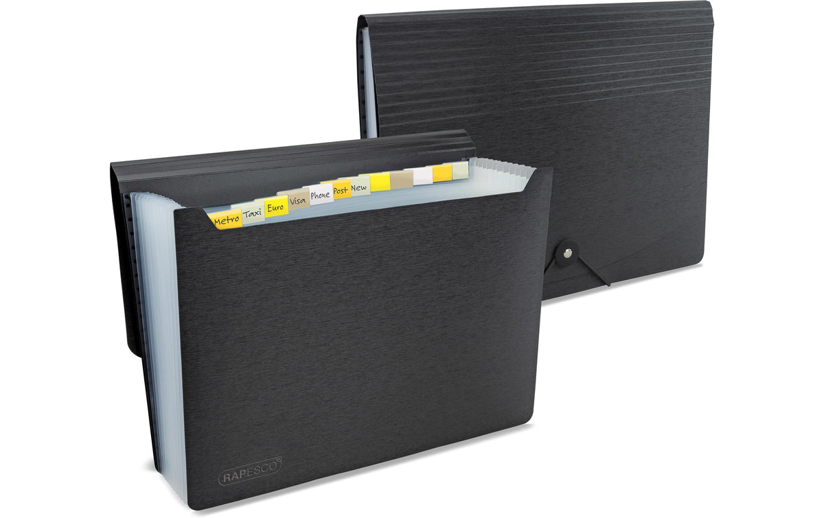 Rapesco ECO GRS Fächermappe 13-teilig A4 schwarz, Doppelpack