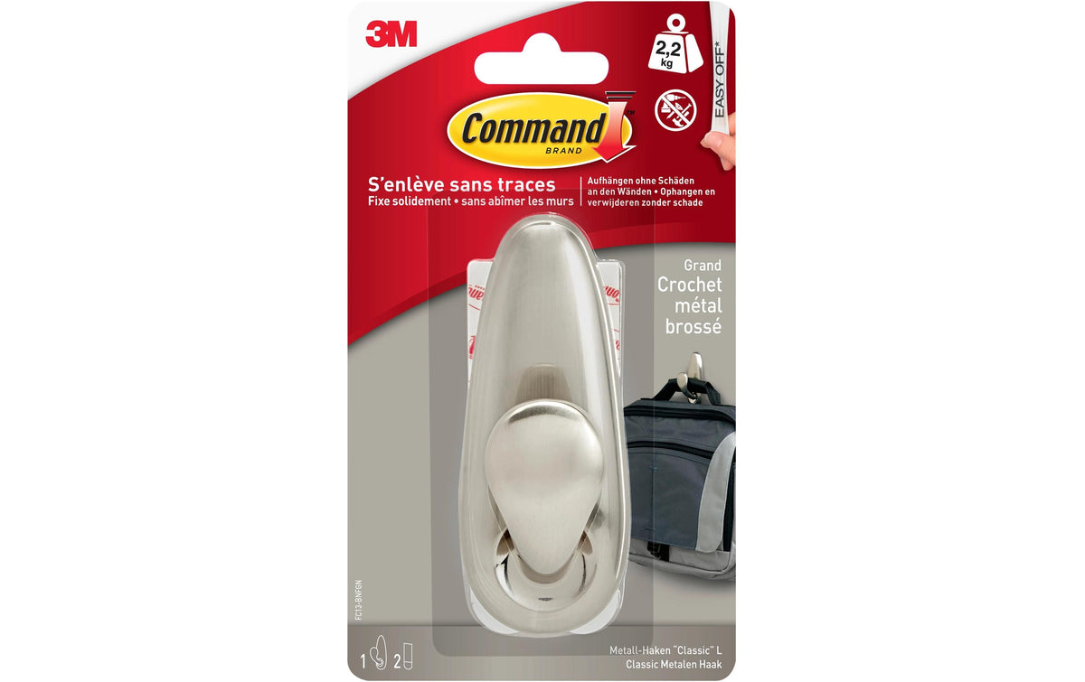 Command Forever Classic Metallhaken L, in gebürstetem Nickel, FC13-BN