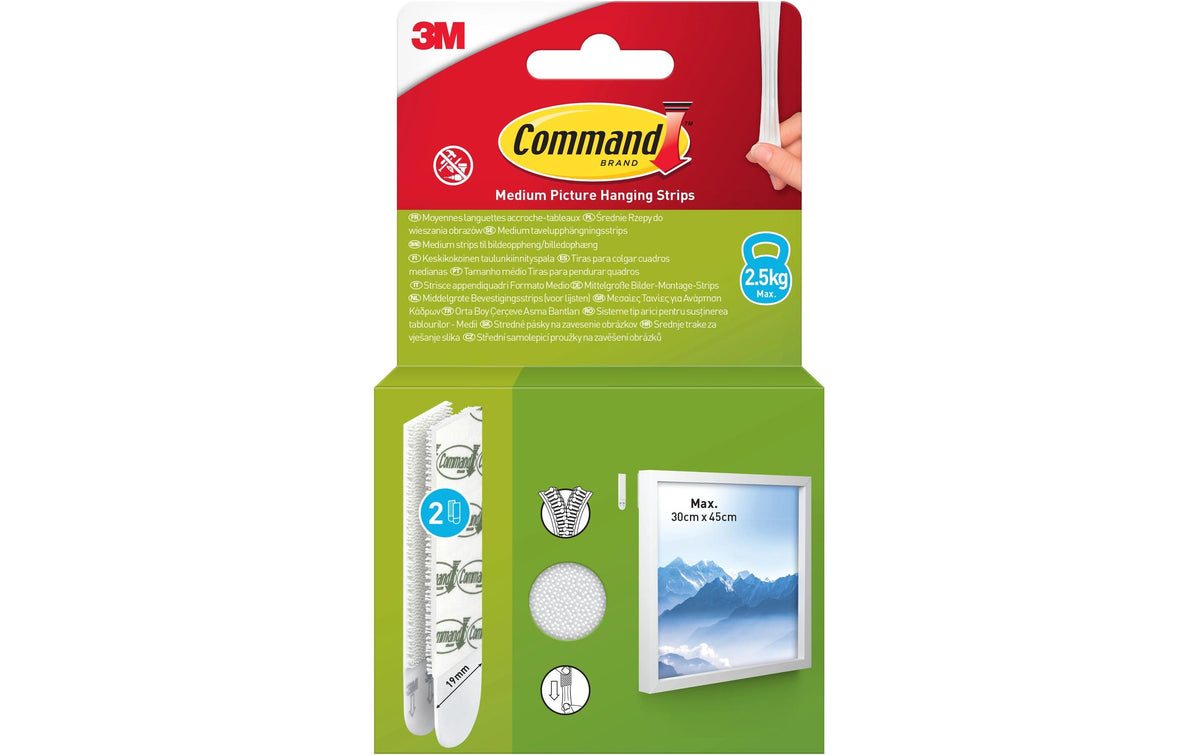 Command Bilder-Montage-Strips Weiss, Medium, 2 Paare (4 Streifen)