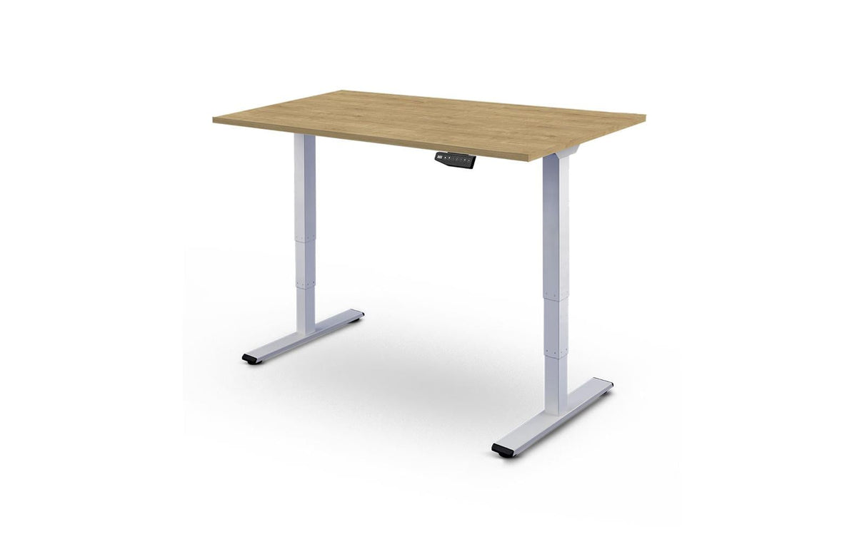 Contini Tisch höhenverstellbar Eiche Tischplatte 1.8x 0.8 m, Gestell weiss