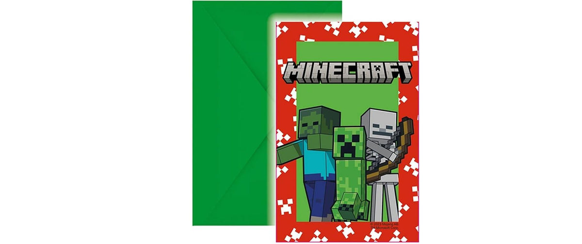 Fiesta Einladungen Minecraft inkl. Couvert, 6 Stk, Papier FSC