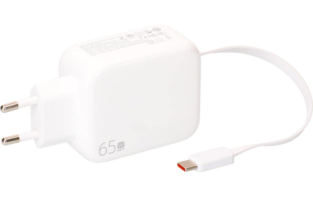 USB Schnellladeadapter GaN 1x USB-C Kabel 1x USB-C PD/QC 65W ws