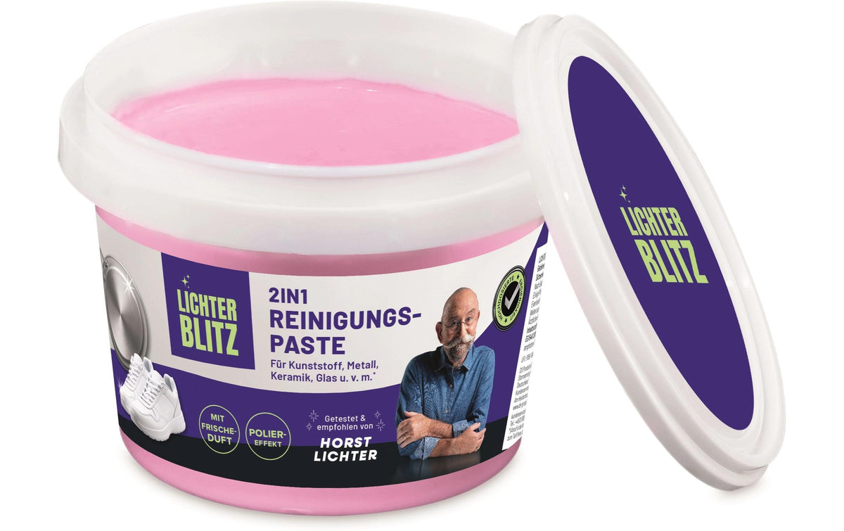 Lichterblitz Putzcreme 850g Rosa Reinigungscreme mit 3 Schwämmen