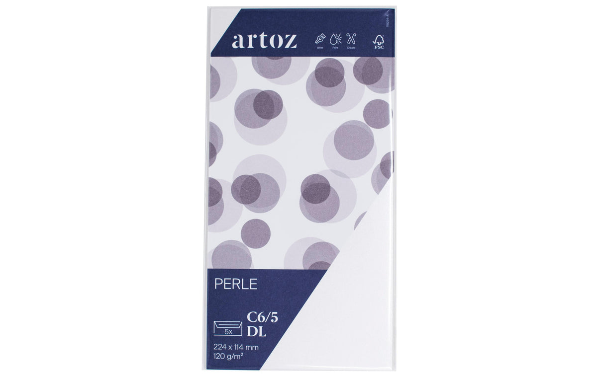 Artoz Couvert Perle C6/5 120 gm2, weiss, 5 Stück