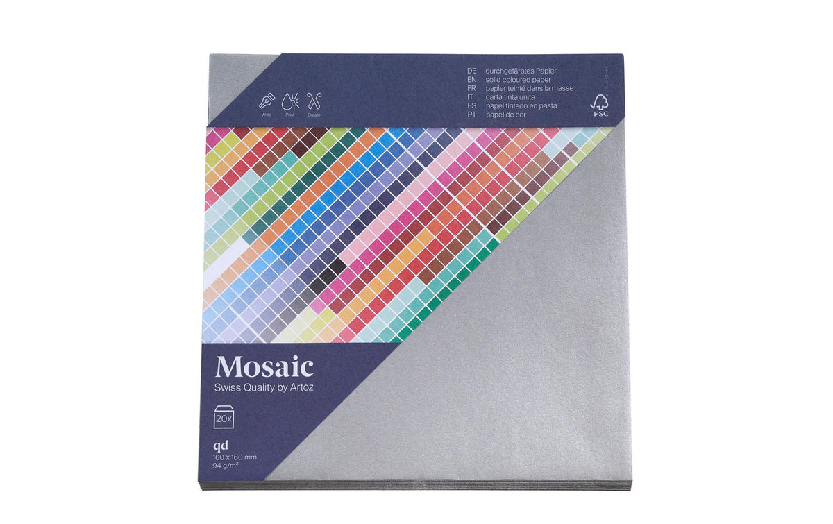 Artoz Couvert Mosaic quadratisch 90 gm2, silber, 20  Stück, FSC