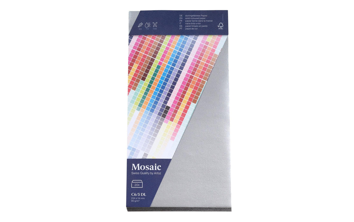 Artoz Couvert Mosaic C6/5 90 gm2, silber, 20  Stück, FSC