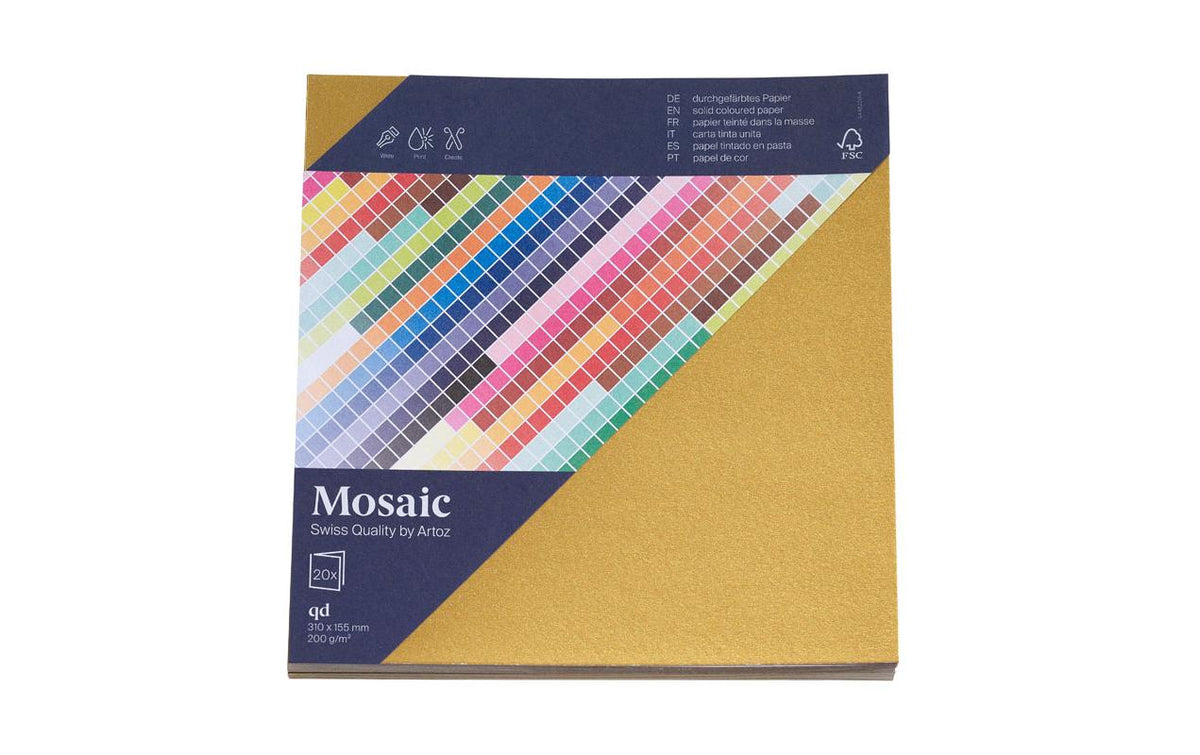 Artoz Blankokarte Mosaic quadratisch gold, 20 Karten