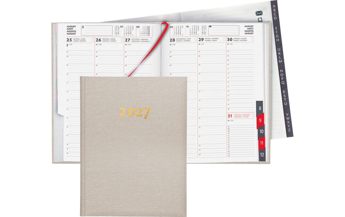 Biella Geschäftsagenda 2027 Orario beige 17.8 x 23.5 cm, 144 Seiten,  1 Wo auf 2 S.