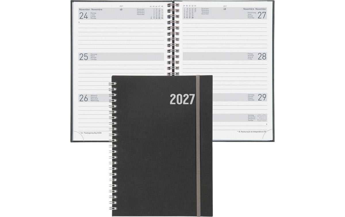 Biella Geschäftsagenda Dispo Term Savanna d-grau, o-Wire, 2027, 1W/2S, 14.5x20.5 cm