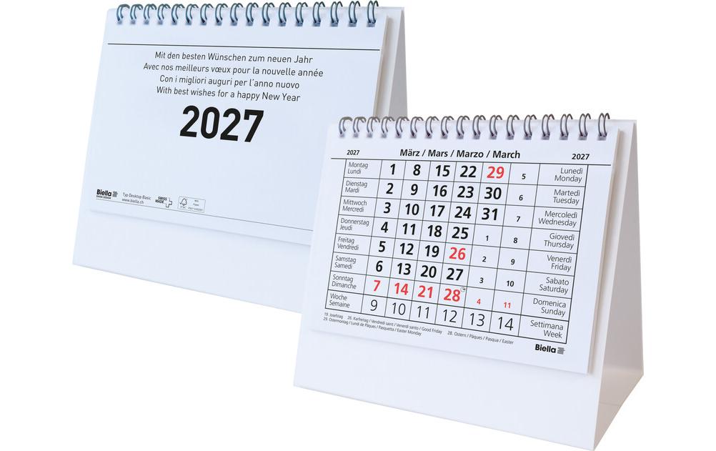 Biella Pultkalender 2027 Desktop Basic 14.8 x 10.5 cm, 1 Monat pro Seite