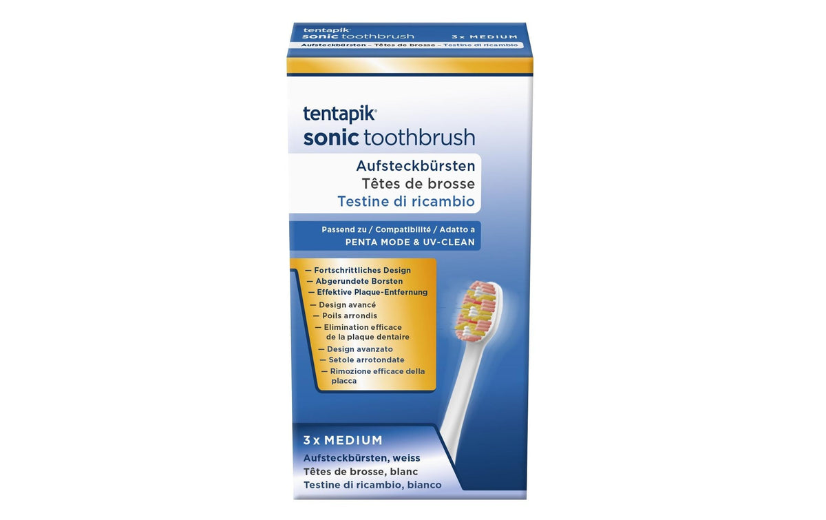 Tentapik Aufsteckbürsten Medium 3 Stk. White - passend zu Penta Mode und UV Clean