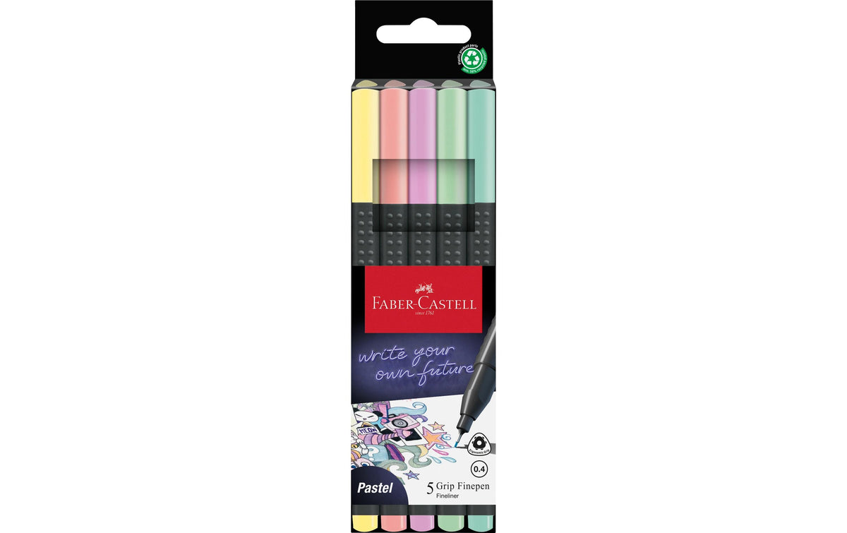 Faber-Castell Fineliner Grip Set Pastell 0.4 mm, 5 Stück