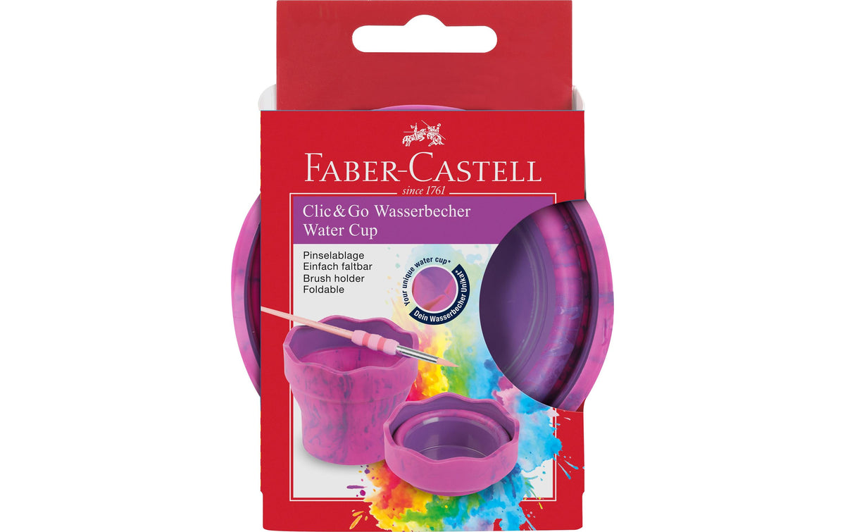 Faber-Castell Wasserbecher clic&go zusammenfaltbar, pink marble