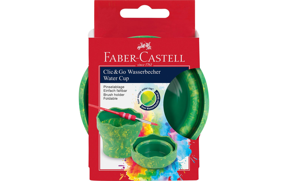 Faber-Castell Wasserbecher clic&go zusammenfaltbar, grün marble
