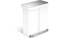 Simplehuman Doppelkammer, 58L (34+24L) Edelstahl, 56x66x36 cm, Weiss