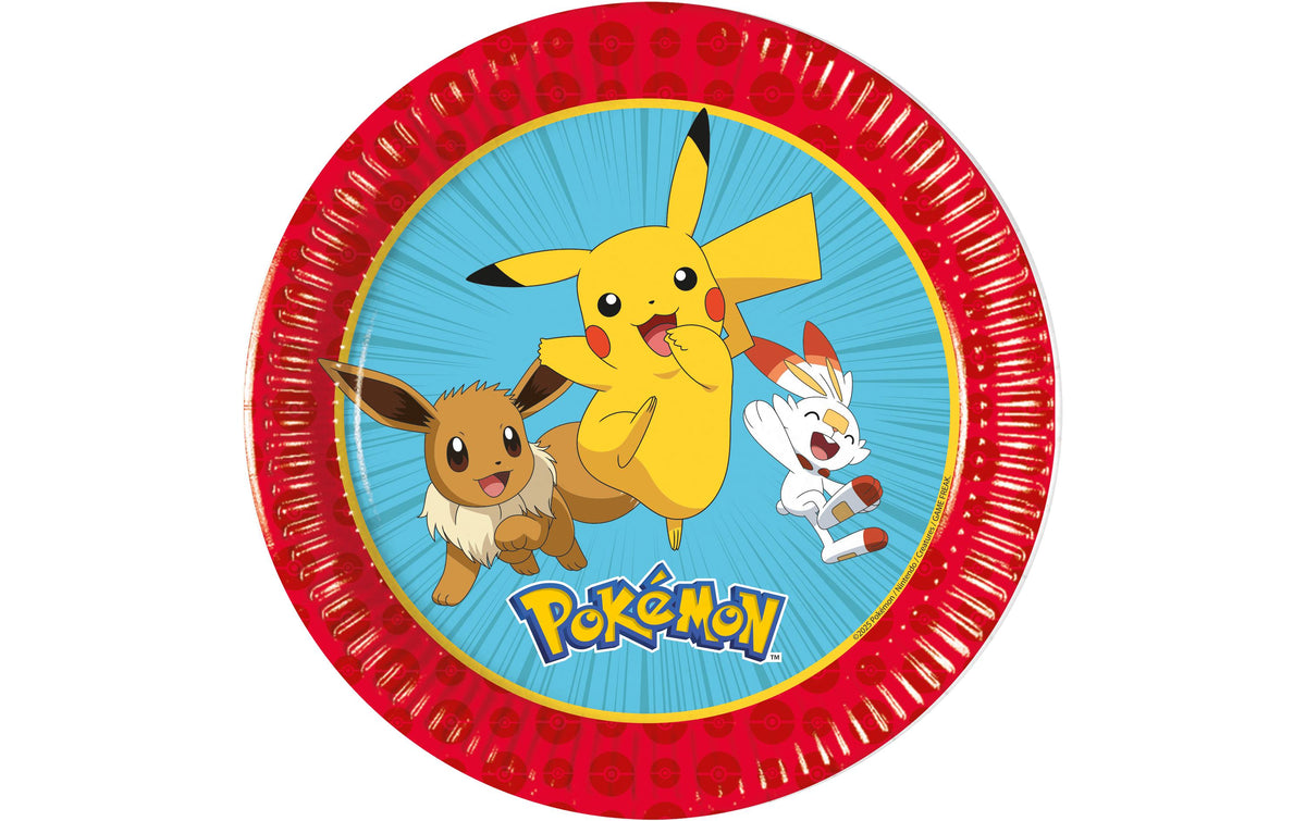 Fiesta Teller Pokemon 20 cm, 8 Stk, Papier FSC