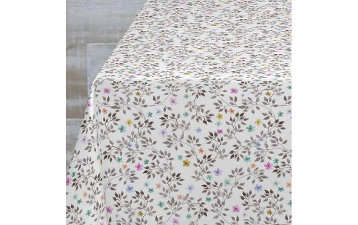 Hubatka Tischdecke Megaline beschichtet Farbige Blüten, 140x220, Digital-Dessins