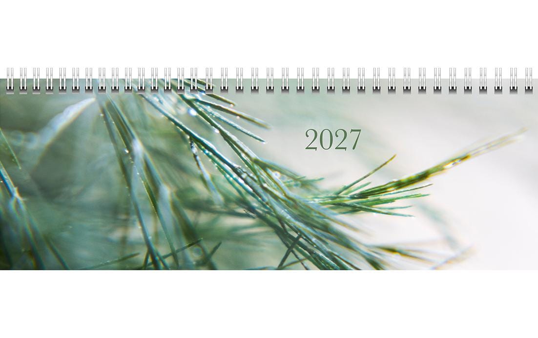 rido/idé Pultkal. Design Line 2027, Greeny Wire-O, 297 x 105 mm, 1 Woche/2 Seiten