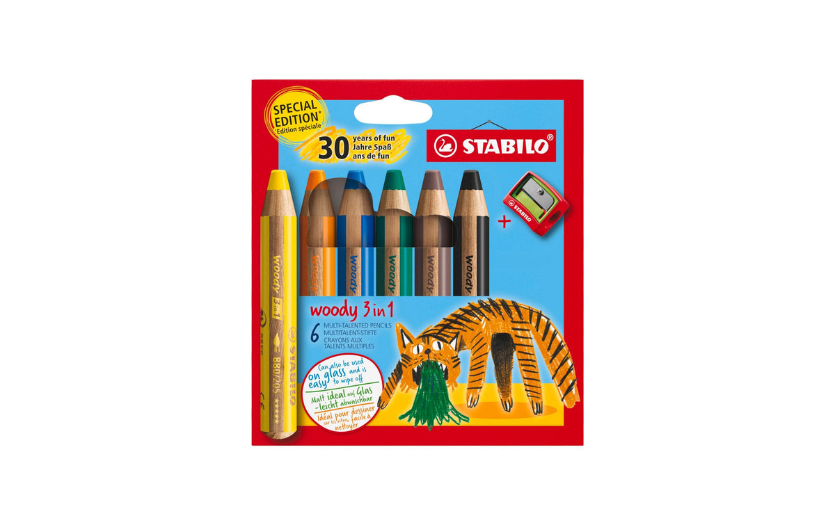 STABILO Woody 3in1 Malstift Tiger 6er Etui