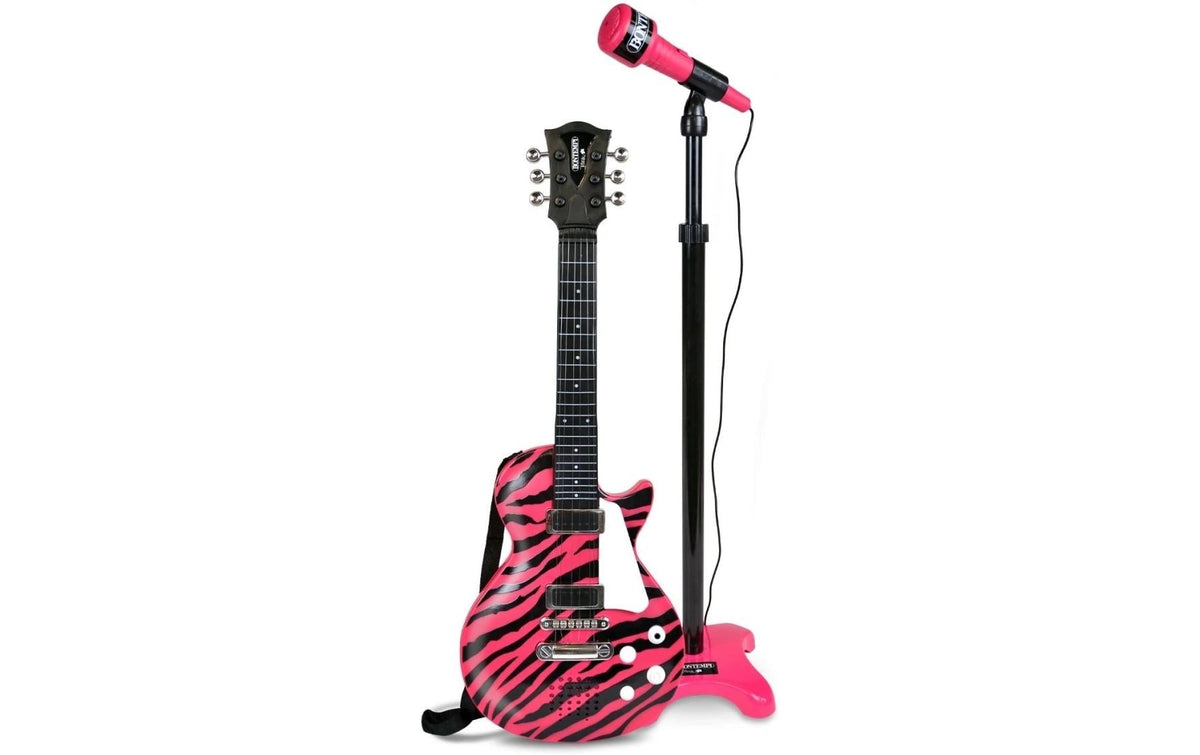 Bontempi Rockgitarre mit Standmikrofon pink