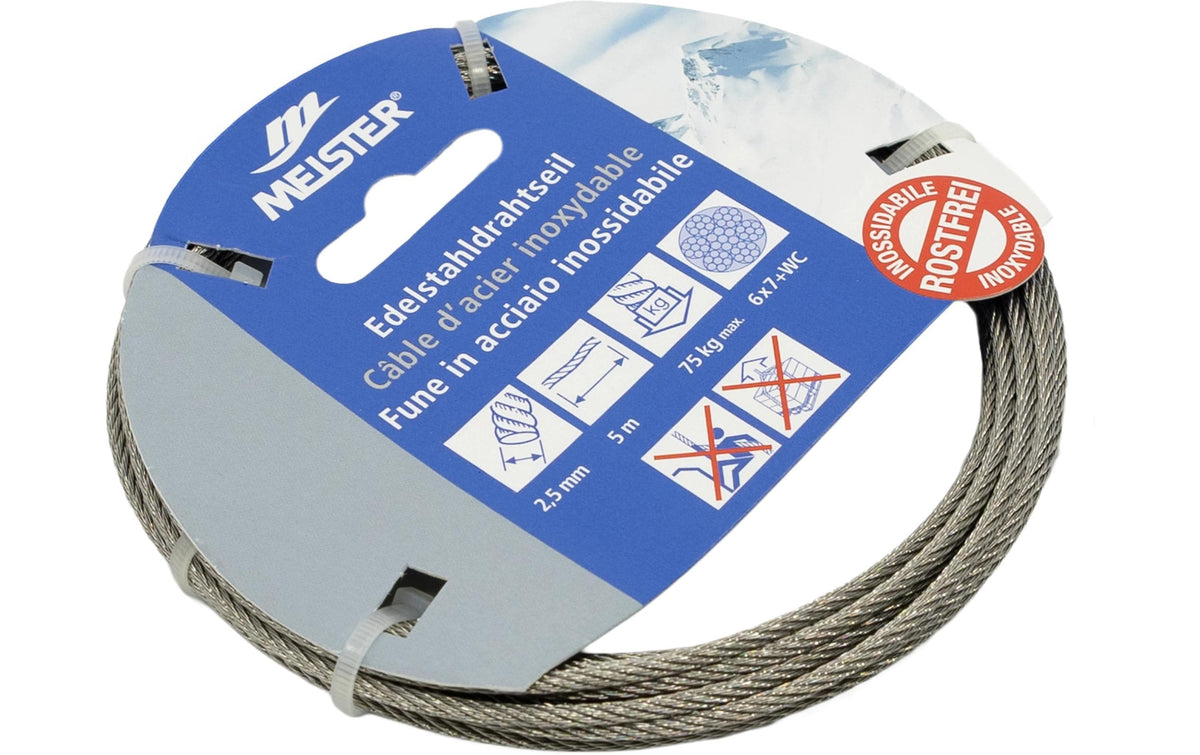 Edelstahldrahtseil 2.5mm/6x7-WC/5m Ring à 5m