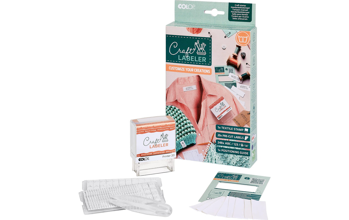 Colop Craft Printer 20 Set 20 Textillabels und Pinzette