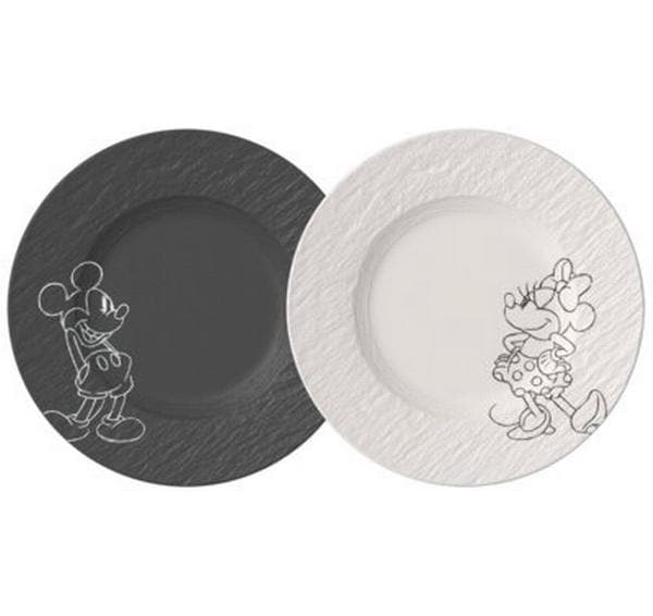 Villeroy & Boch ManRock-Mickey Mouse Teller 2-tlg. Frühst./ Desserteller schwarz+weiss