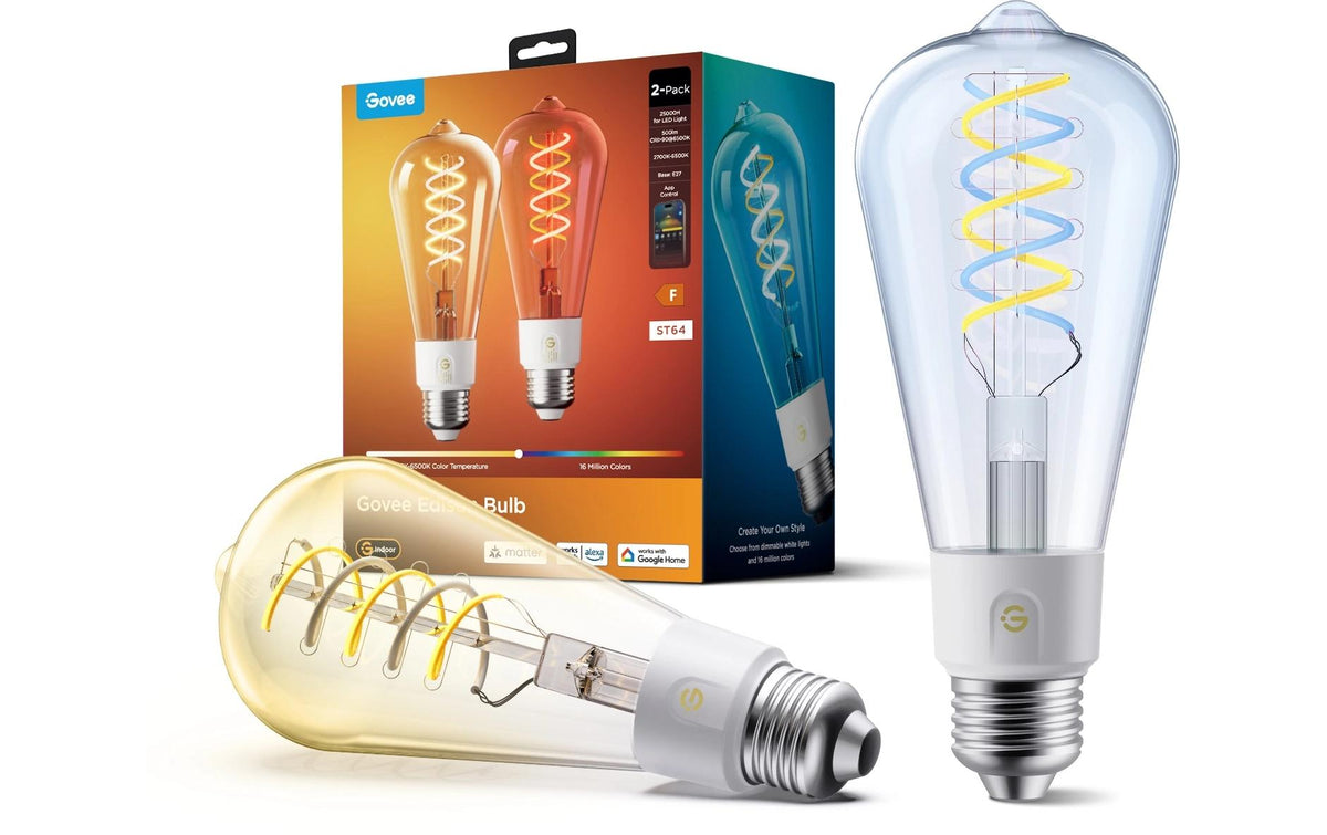 Govee Smart Edison Bulb E27 2er Pack,ST19, COB, 2700-6500K