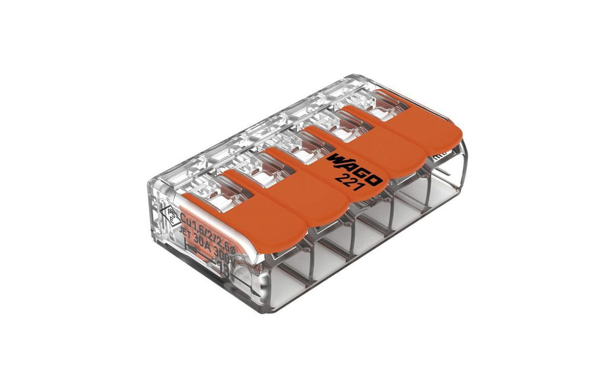Wago Verbindungsklemme 5-fach 6 Stück 5L 0.5…6mm² 41A 450V
