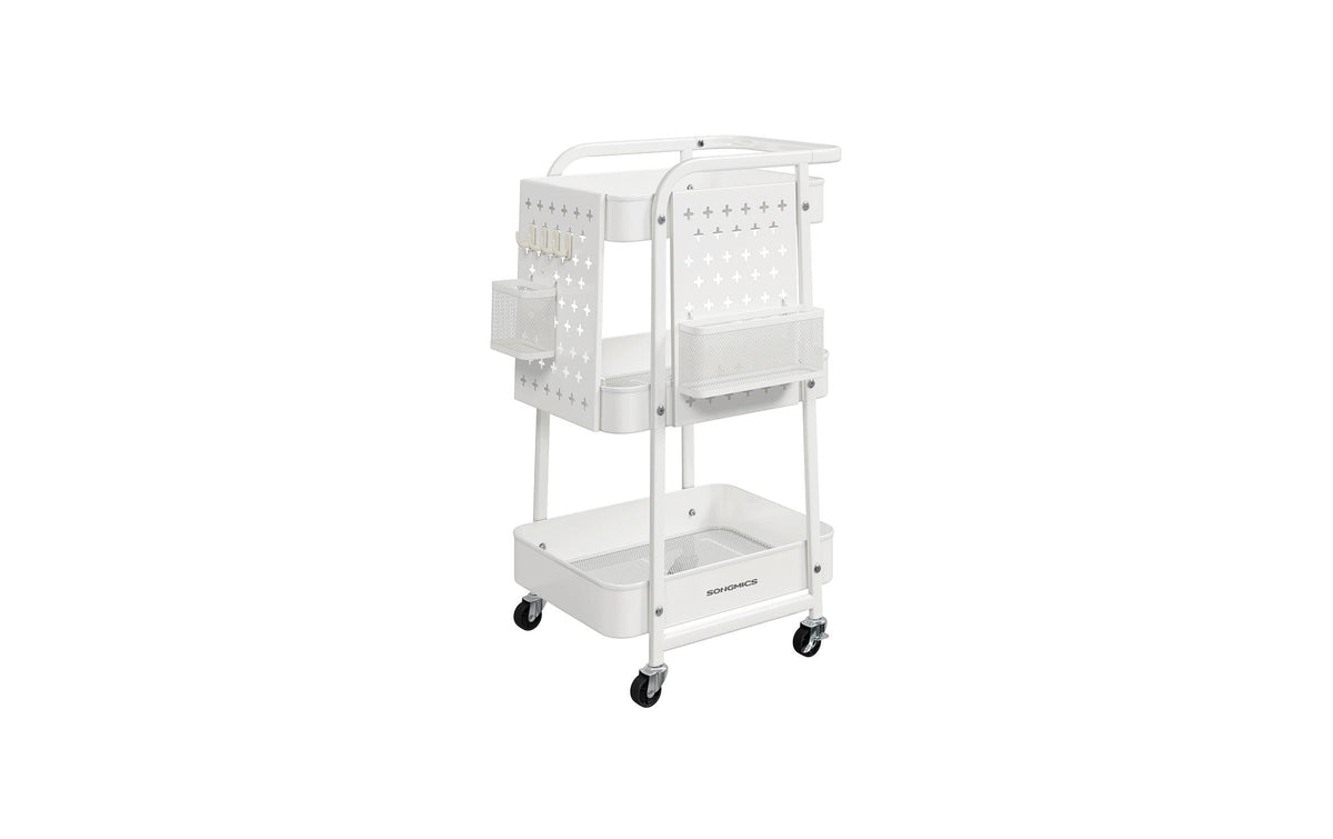 Songmics Wagen mit Rollen,3 Ablagen 49.4x32.3x73.9 cm, Stahl, PP