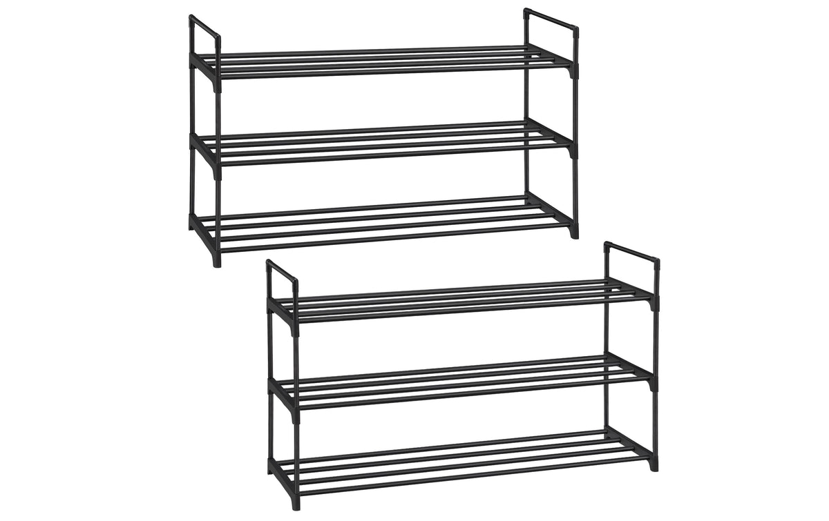 Songmics Schuhregal aus Metall, Schwarz 92x30x54 cm, Stahl, Kunststoff