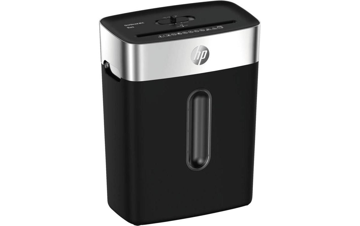 HP Aktenvernichter OneShred 8CC schwarz bis 8 Blatt, 15 Liter, Sicherheitsstufe 4