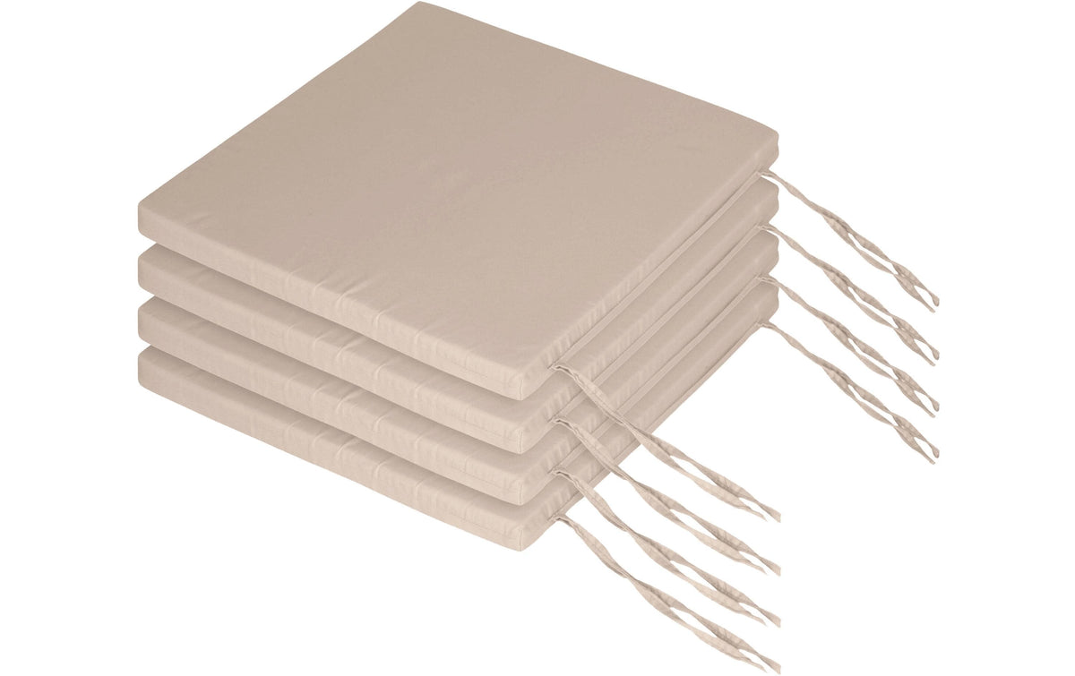 relaxdays Stuhlkissen flach 4er Set, 3 x 40 x 40 cm, Beige