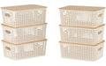 relaxdays Aufbewahrungsbox mit Deckel 6er Set, Weiss