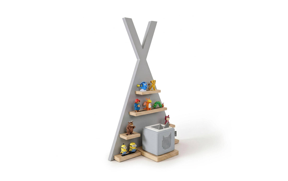 relaxdays Kinderregal Toniebox Zelt Grau